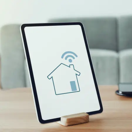 Tablet mit Smart Home Illustration